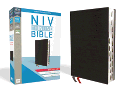 NIV, Thinline Bible, Large Print, Bonded Leather, Black, Indexed, Red Letter Edition