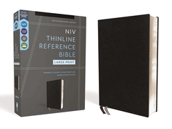Niv, Thinline Reference Bible (Deep Study at a Portable Size), Large Print, Bonded Leather, Black, Red Letter, Comfort Print