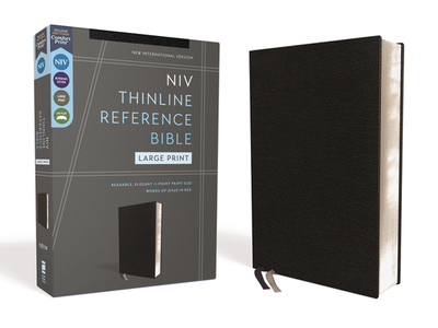Niv, Thinline Reference Bible (Deep Study at a Portable Size), Large Print, Bonded Leather, Black, Red Letter, Comfort Print - Zondervan