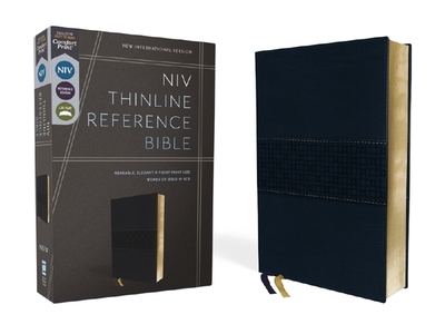 Niv, Thinline Reference Bible (Deep Study at a Portable Size), Leathersoft, Navy, Red Letter, Comfort Print - Zondervan