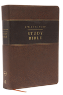 NKJV, Apply the Word Study Bible, Large Print, Imitation Leather, Brown, Indexed, Red Letter Edition: Live in His Steps