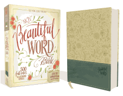 NKJV, Beautiful Word Bible, Leathersoft, Tan/Blue, Red Letter: 500 Full-Color Illustrated Verses