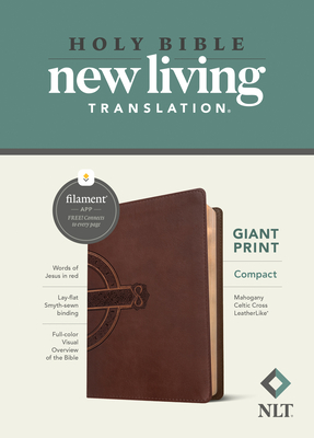 NLT Compact Giant Print Bible, Filament-Enabled Edition (Leatherlike, Mahogany Celtic Cross, Red Letter) - Tyndale (Creator)