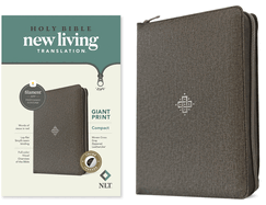 NLT Compact Giant Print Zipper Bible, Filament-Enabled Edition (Leatherlike, Woven Cross Gray, Indexed, Red Letter)