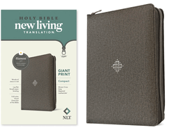 NLT Compact Giant Print Zipper Bible, Filament-Enabled Edition (Leatherlike, Woven Cross Gray, Red Letter)