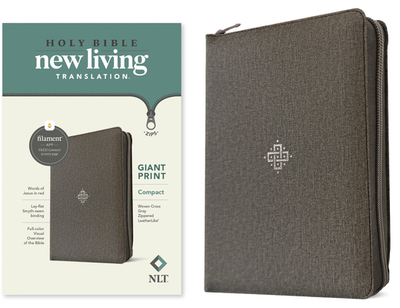 NLT Compact Giant Print Zipper Bible, Filament-Enabled Edition (Leatherlike, Woven Cross Gray, Red Letter) - Tyndale (Creator)