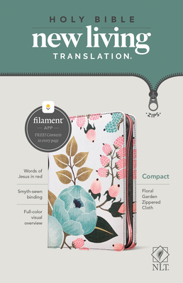 NLT Compact Zipper Bible, Filament-Enabled Edition (Red Letter, Cloth, Floral Garden) - Tyndale (Creator)