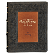 NLT Family Heritage Bible, Large Print Family Devotional Bible for Study, New Living Translation Holy Bible Faux Leather Flexible Cover, Additional Interactive Content, Dark Olive/Brown