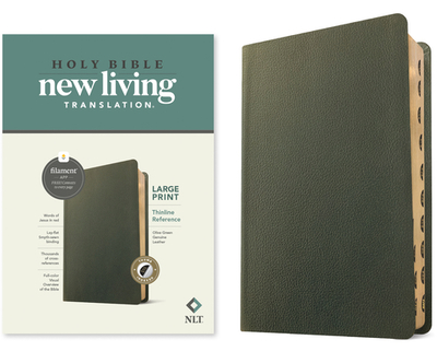 NLT Large Print Thinline Reference Bible, Filament Enabled (Genuine Leather, Olive Green, Red Letter) - Tyndale (Creator)