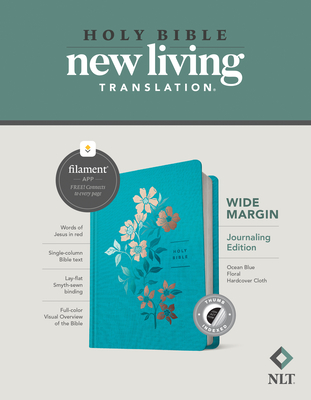 NLT Wide Margin Bible, Filament-Enabled Edition (Hardcover Cloth, Ocean Blue Floral, Indexed, Red Letter) - Tyndale (Creator)