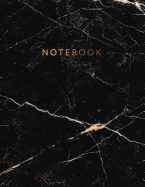 Notebook: Beautiful black marble gold bronze lettering &#9733; School supplies &#9733; Personal diary &#9733; Office notes 8.5 x 11 - big notebook 150 pages College ruled