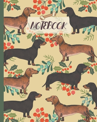 Notebook: Cute Black & Tan Dachshunds Drawing & Floral - Lined Notebook, Diary, Track, Log & Journal - Gift Idea for Boys Girls Teens Men Women (8"x10" 120 Pages) - Cute Love Fluff