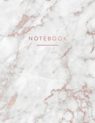 Notebook: Elegant White Marble with Shiny Rose Gold Cover 150 College-Ruled (7mm) Lined Pages 8.5 X 11 - (A4 Size) - Paperlush Press