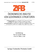 Okonomische Analyse Von Governance-Strukturen