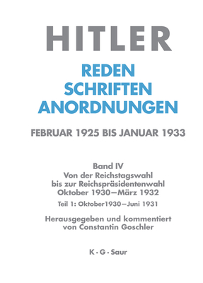 Oktober 1930 - Juni 1931 - Goschler, Constantin (Editor)