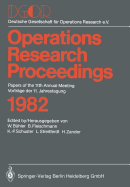 Operations Research Proceedings 1982