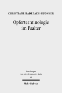 Opferterminologie Im Psalter - Radebach-Huonker, Christiane