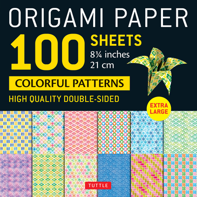 Origami Paper 100 Sheets Colorful Patterns 8 1/4 (21 CM): Extra Large Double-Sided Origami Sheets Printed with 12 Different Color Combinations (Instructions for 5 Projects Included) - Tuttle Studio (Editor)