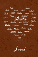 Personalized Journal - Sheila: Name in Many Different Fonts in Heart Shape on Bronze Leather Look Background