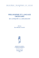 Philosophie Et Langage Ordinaire: de L'Antiquite a la Renaissance