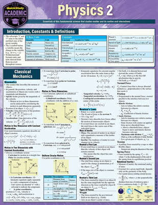 Physics 2: A Quickstudy Laminated Reference Guide - Kraabel, Brett, PH D