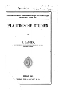 Plautinische Studien