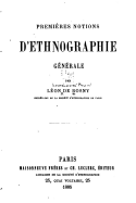 Premieres Notions D'Ethnographie Generale