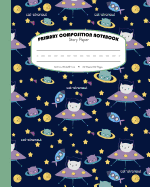 Primary Composition Notebook Story Paper: Picture Space And Dashed Midline - Grades K-2 School Exercise Book - 120 Story Pages - Cat-stronaut - Green