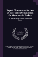 Report Of American Section Of Inter-allied Commission On Mandates In Turkey: An Official United States Government Report