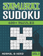 Samurai Sudoku: Sudoku Book for Adults with 600+ 5 in 1 Sudoku - Normal and Hard - Vol 2