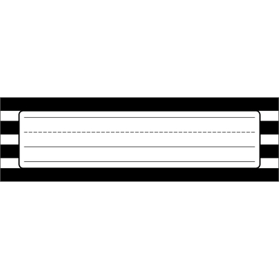 Simply Stylish Black & White Stripe Nameplates - 