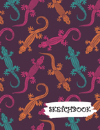 Sketchbook: Pink Orange Blue Gecko Fun Framed Drawing Paper Notebook