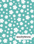 Sketchbook: Teal and White Flowers Fun Framed Drawing Paper Notebook