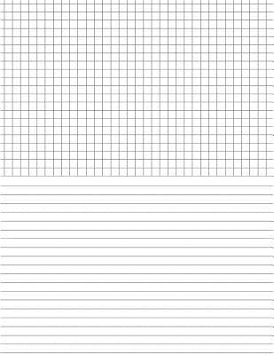 Specialty Journal Paper Composition Notebook Half 4x4 Graph Grid / Half Lined Pages .25 X .25 4 Squares Per Inch (Coordinate / Quadrille Paper): Mixed Paper Styles Exercise Book Dual Notebook - Variety Journal Paper, Kai Specialty