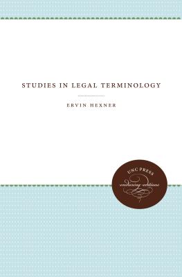 Studies in Legal Terminology - Hexner, Ervin