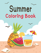 Summer Coloring Book: Large Print Summer Coloring Book Featuring Relaxing Vacation Summer Beach Scenes