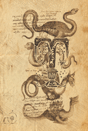 T: Classical Mythological Sea Serpents 6x9 Monogram Initial Lined Journal