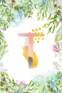 T: Letter T Initial Personalized Monogram Notebook - Pink Green Blue Watercolor Flower on White College Ruled Notebook, Writing Pad, Journal or Diary for Kids, Girls & Women - 110 Pages - Size 6x9 Paperback