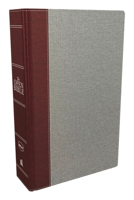 The NKJV, Open Bible, Cloth Over Board, Gray/Red, Red Letter, Comfort Print: Complete Reference System - Thomas Nelson