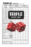 Triple Yahtzee Sheet: Triple Yahtzee Score Pads - Small Size 6" x 9"