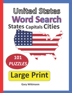 United States Word Search, States, Capitals, Cities: Large Print,