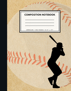 Unruled Composition Notebook: Baseball Brown Paper Soft Cover Large (8.5 x 11 inches) Letter Size 100 Unlined Pages Plain Retro Notes