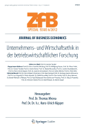 Unternehmens- Und Wirtschaftsethik in Der Betriebswirtschaftlichen Forschung