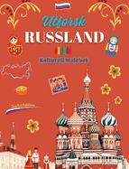 Utforsk Russland - Kulturell malebok - Kreativ design av russiske symboler: Ikoner fra russisk kultur blandet i en fantastisk malebok