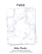 White Marble Stationery Paper: Cute Letter Writing Paper for Home, Office, Letterhead Design, 25 Sheets
