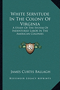 White Servitude in the Colony of Virginia: A Study of the System of Indentured Labor in the American Colonies