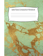 Wide Ruled Composition Notebook: Wide Ruled Composition Book for School - Gold Vein Marble Design