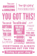 You Got This: 6x9 Lined Journal: Pink Inspirational Quote Notebook for Mom, Teenage Girls, College Students: Fight Breast Cancer Gifts