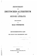 Zeitschrift fr deutsches altertum und deutsche litteratur